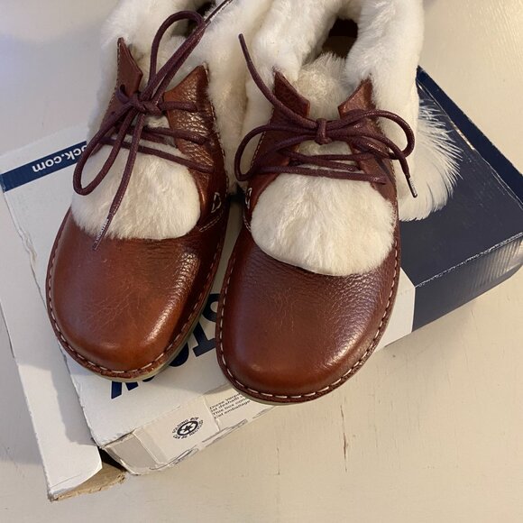 NIB Birkenstock Memphis High Shearling Lined Chestnut Brown EU 38 - Picture 4 of 6